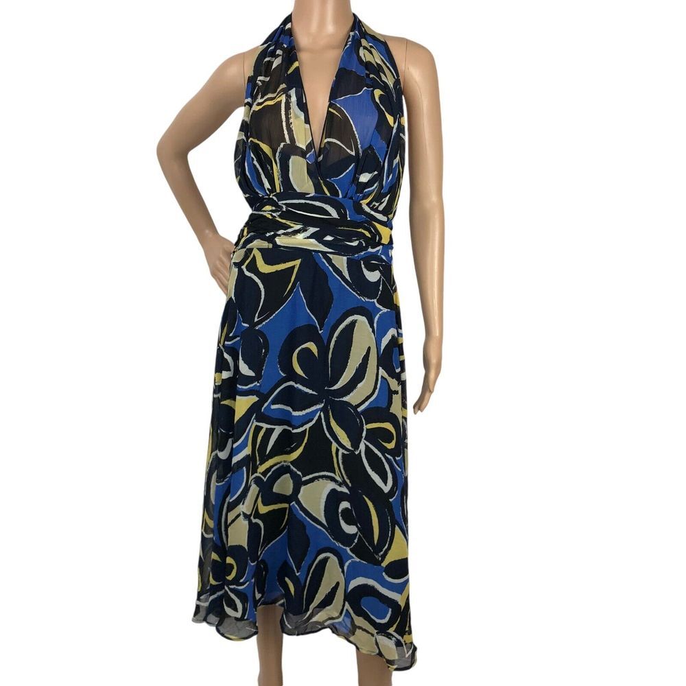 Connected Apparel Y2K Midi Dress Size‎ 14 Multicolor Floral Print A-Line Artsy